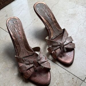 Chic Metallic Croc-Embossed Mules